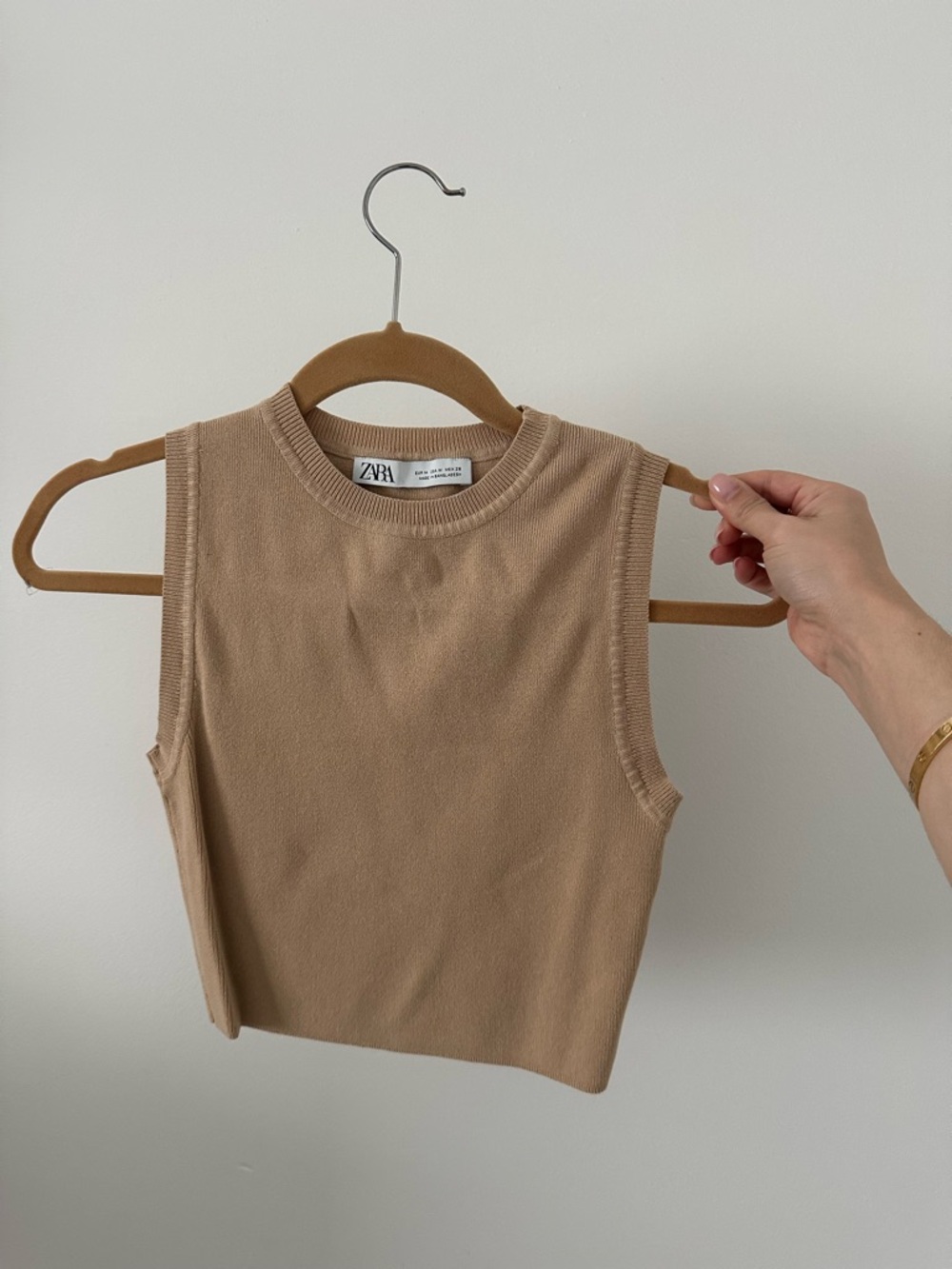 Zara Tan Sleeveless Knit Tank Top